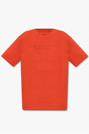 abstract-pattern tied-waist shirt dress Arancione