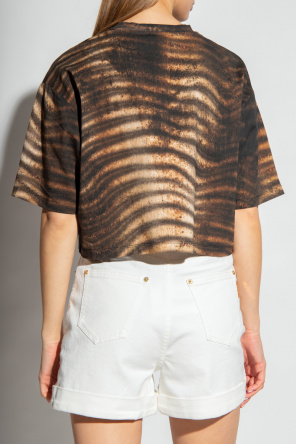 Balmain Cropped T-shirt with animal motif