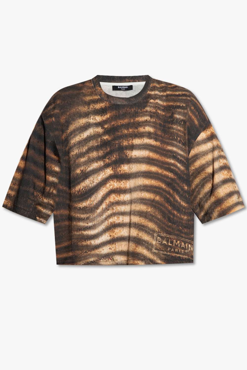 Balmain Cropped T-shirt with animal motif