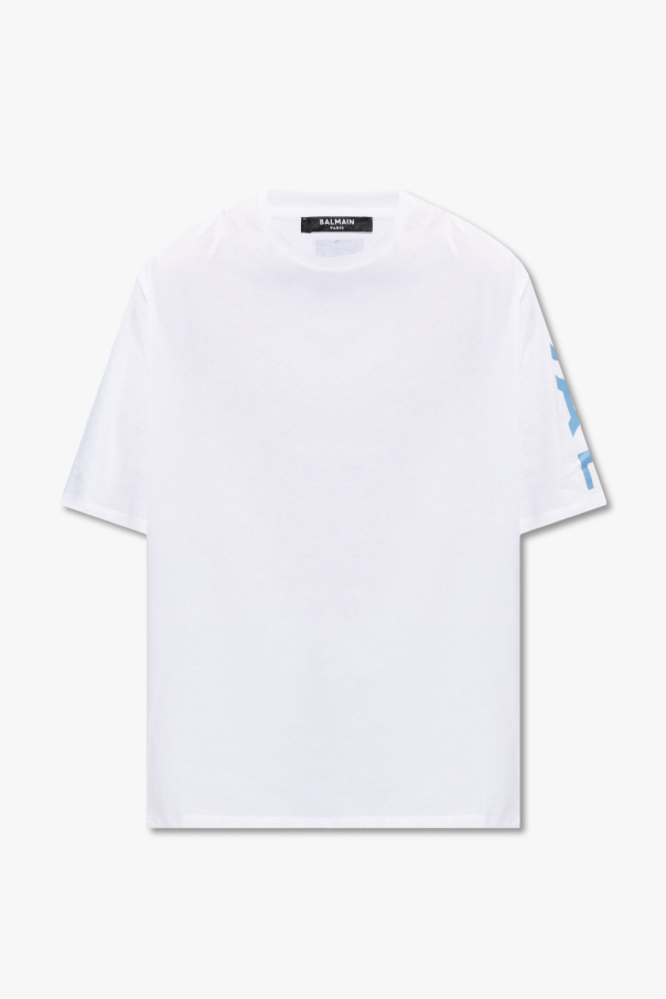 balmain Blau Cotton T-shirt