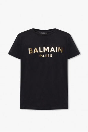 balmain square-frame logo-print short-sleeve T-shirt Verde