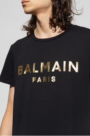 Balmain - Black & Gold Logo Leggings
