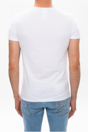 Versace Langes T-Shirt mit grafischem Print Weiß