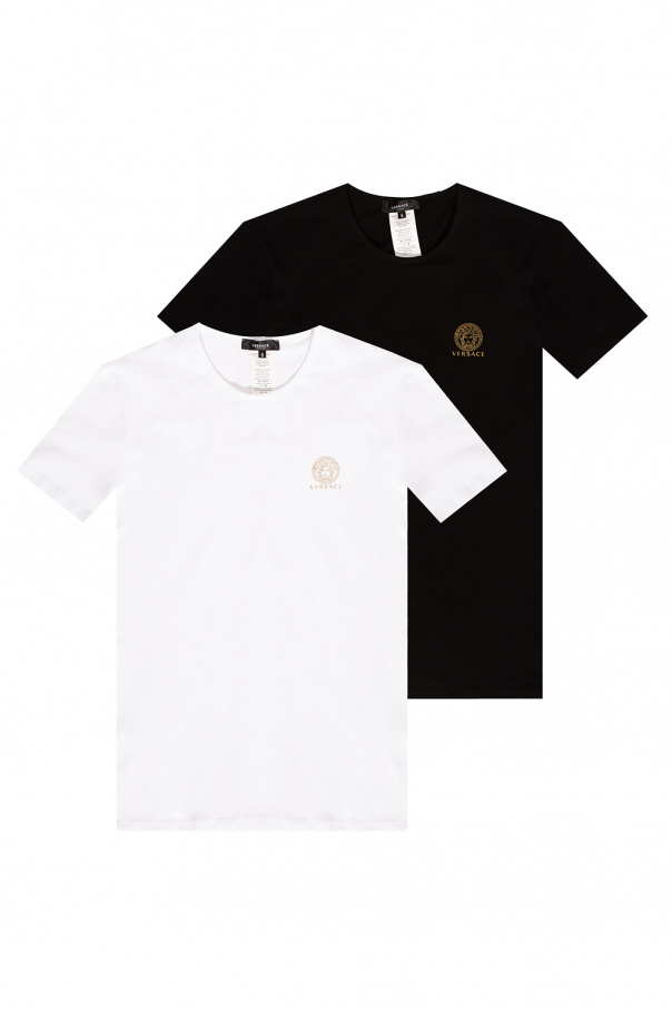 Versace T-shirt Aus Baumwolljersey Mit Streifendetails