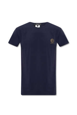 T-shirt bleu avec poche et logo