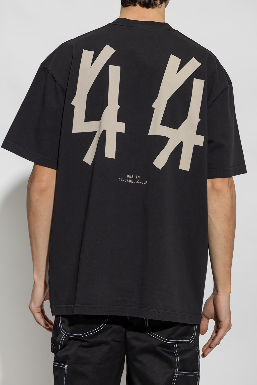 44 Label Group Bershka washed t-shirt with raw edge in stone