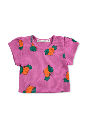 Prążkowany t-shirt z nadrukiem