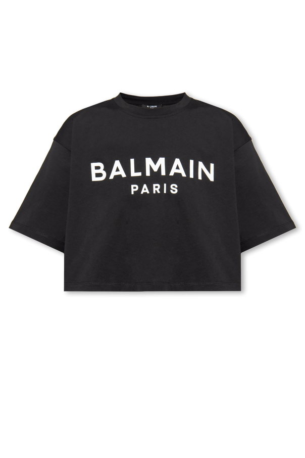 Balmain Cropped T-shirt with logo