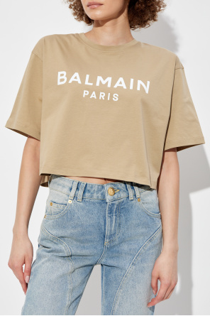 Balmain Krótki t-shirt z nadrukowanym logo