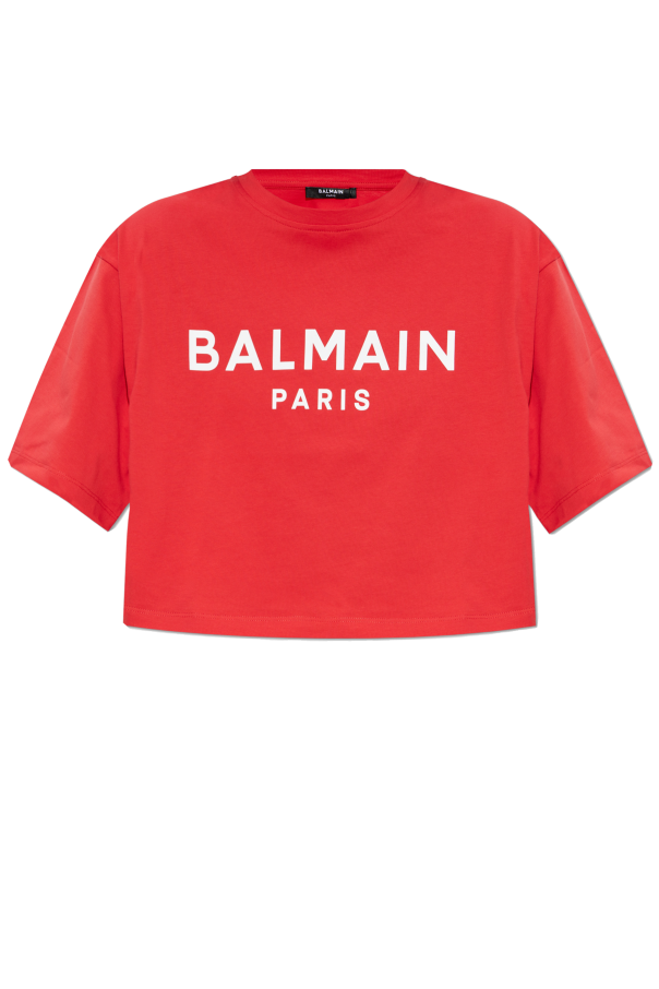 Balmain Krótki t-shirt z nadrukowanym logo