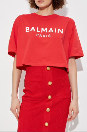 Balmain Krótki t-shirt z nadrukowanym logo