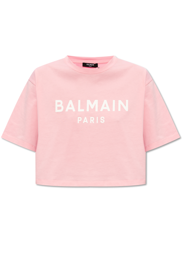 Cropped t-shirt with logo od Balmain