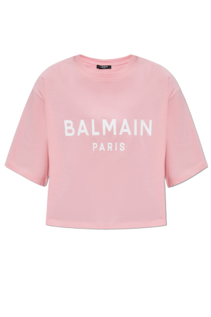 Short t-shirt with printed logo od Balmain