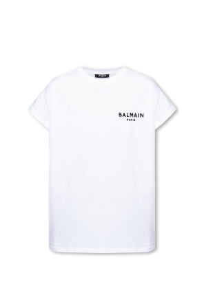 Balmain Black Cotton Cropped T-shirt