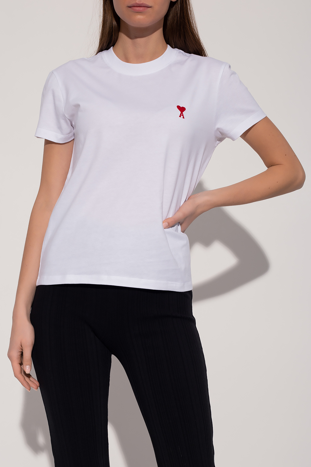 Calvin Klein Biały T-shirt faux z siateczkowym logo Logo T-shirt