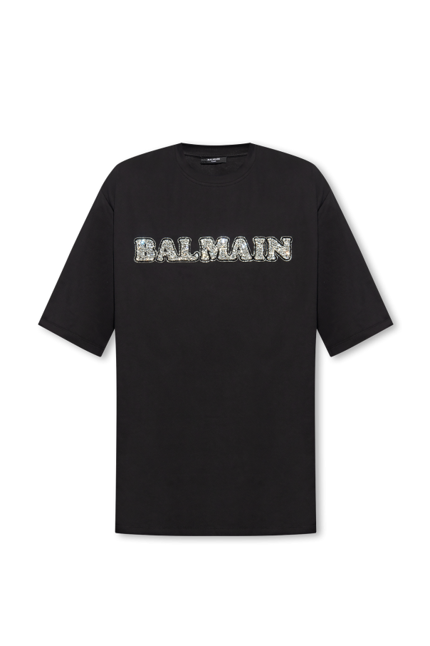 Balmain T-shirt with crystal appliqué