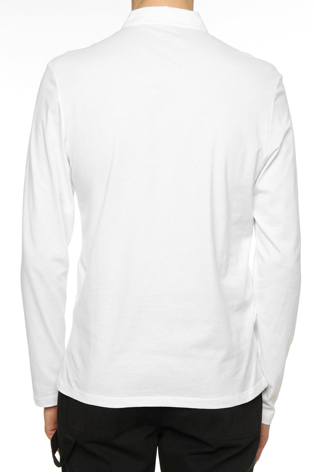 AllSaints Brace Long Sleeve Polo Shirt, Optic White, XS