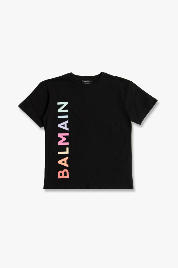 Balmain Kids balmain cropped logo cotton t shirt