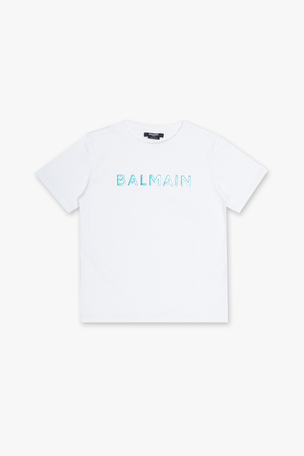Balmain Kids balmain logo button flared jeans item