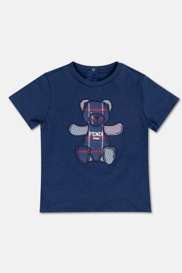 fendi and Kids T-shirt with teddy bear motif