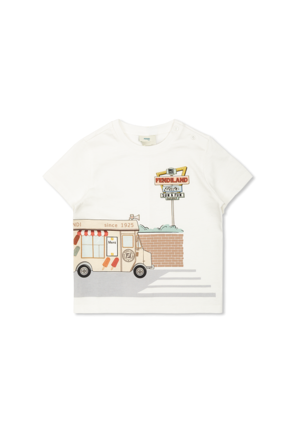 Cotton T-shirt with print od Fendi Kids