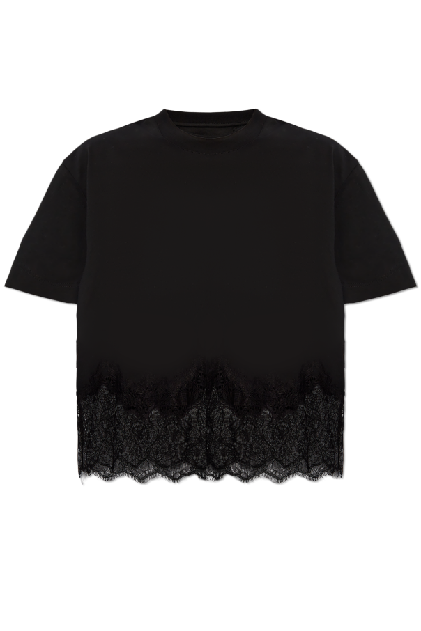 Givenchy T-shirt z koronkowym wykończeniem