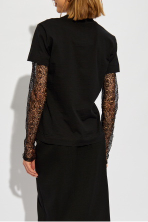 Givenchy T-shirt z koronkowymi rękawami