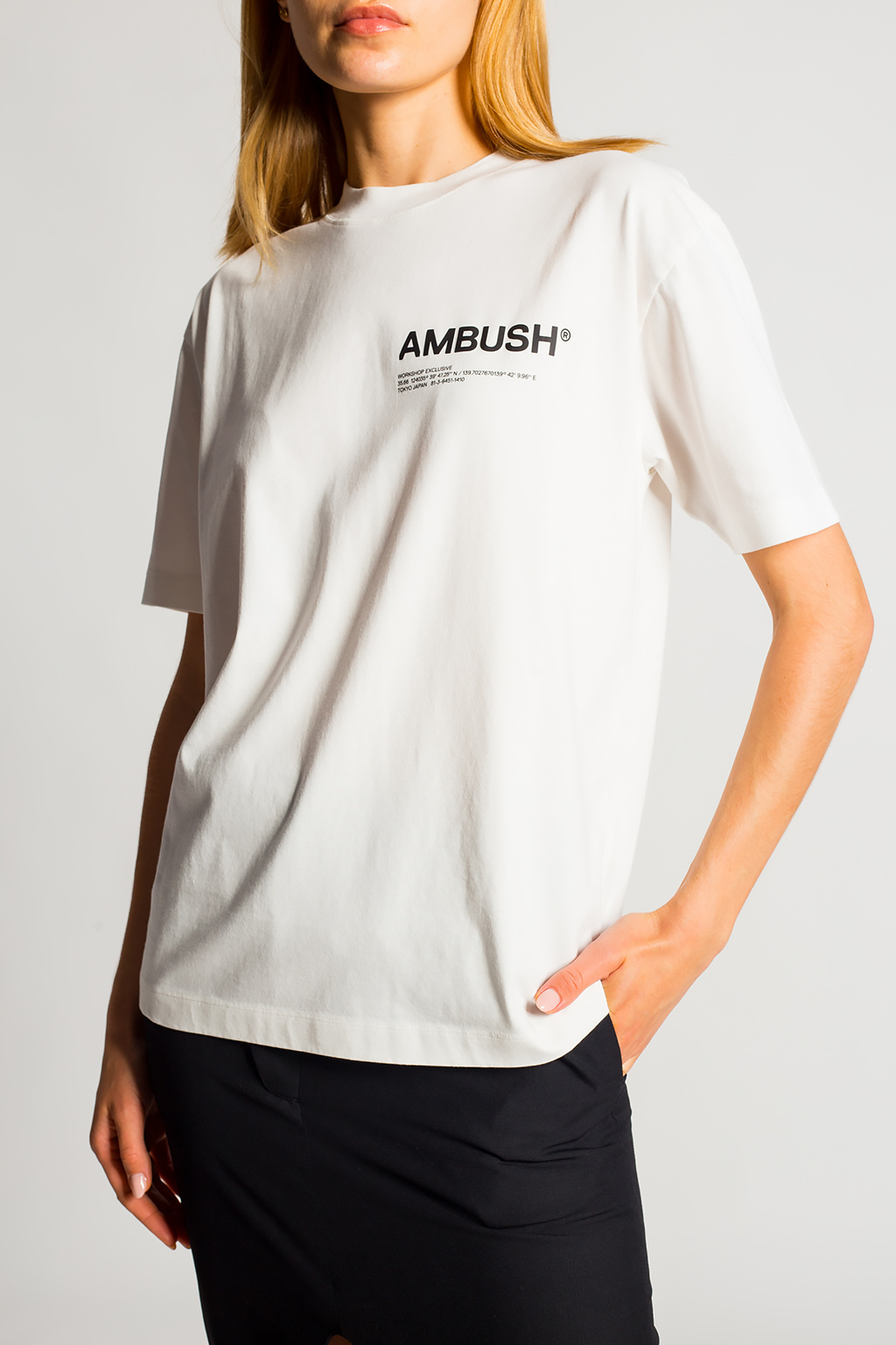 Ambush Womans Black Cotton Banana Long Sleeve T-shirt With Cut Out Details