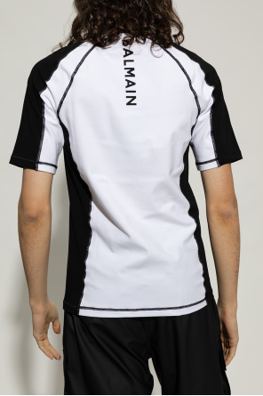 balmain biker T-shirt with logo