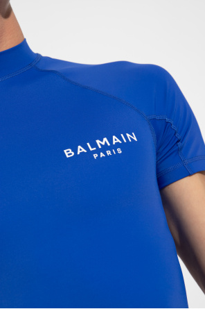 Balmain logo-tape balmain three button shoulder T-shirt