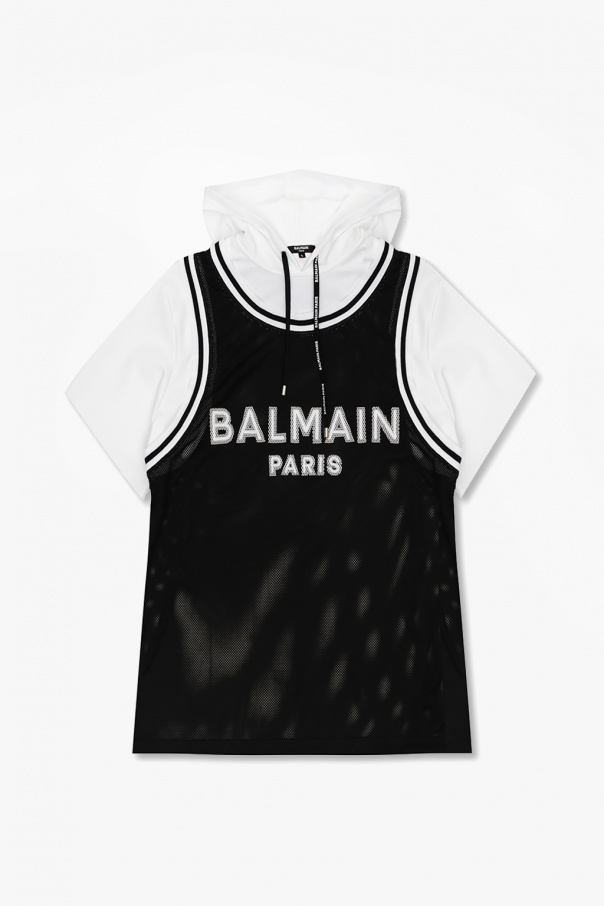 Balmain Balmain Kids high-shine logo T-shirt