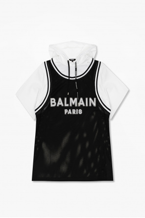 balmain Blau TRENCH COAT WITH LOGO