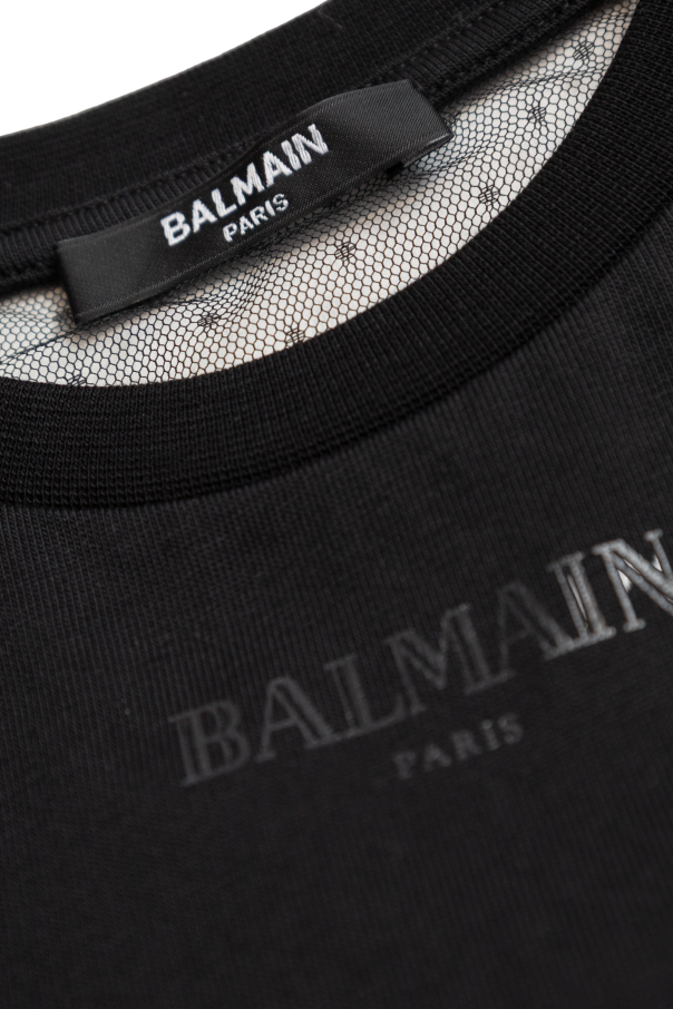 Balmain Kids Top with tulle sleeves and back