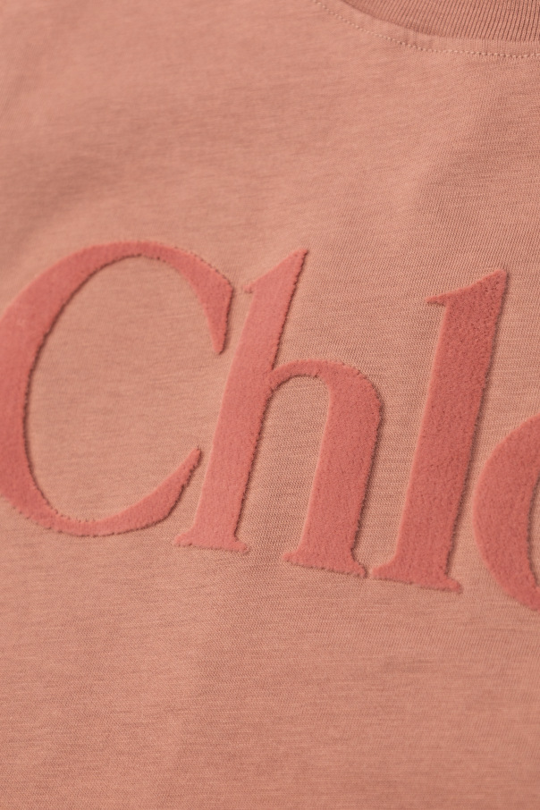 Chloé Kids Camiseta con logotipo con acabado aterciopelado