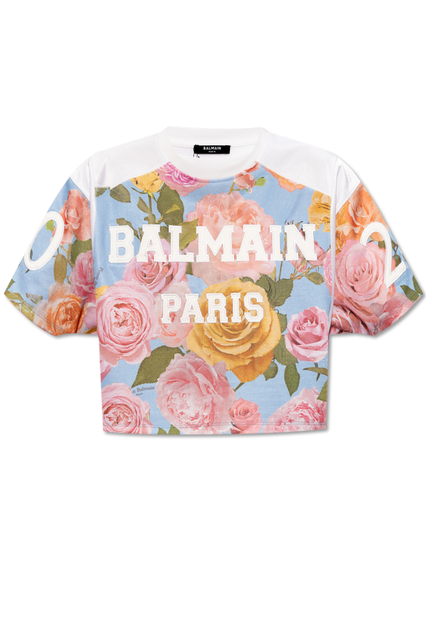 Balmain Short top with floral motif