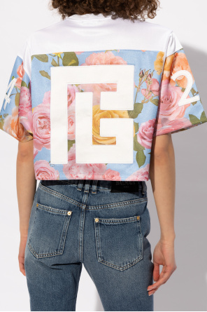Balmain Short top with floral motif