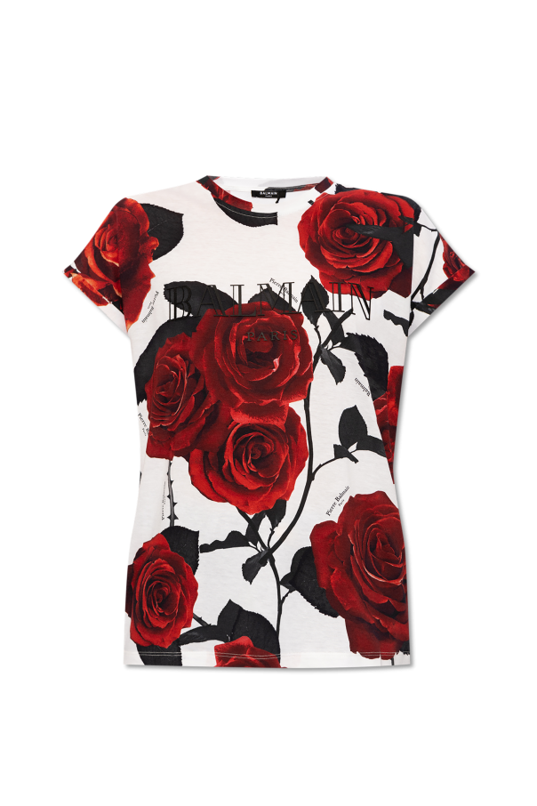 Balmain Floral motif T-shirt