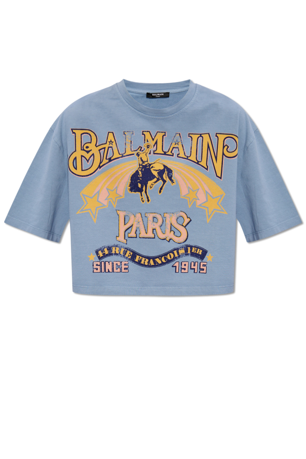 Cropped T-shirt with logo od Balmain