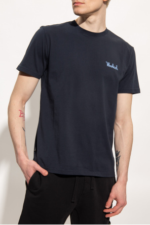 Woolrich Muscle Fit Short Sleeve Colour Block Slogan Print T-Shirt black