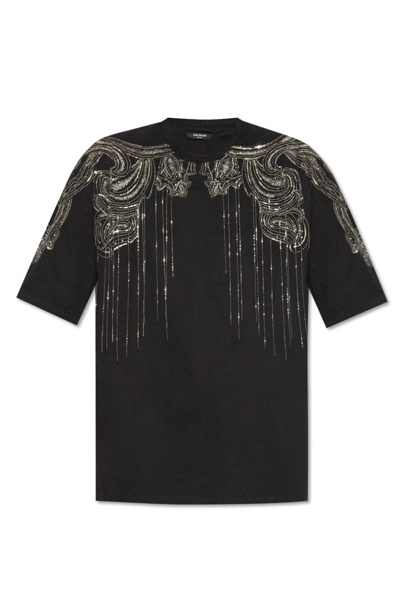 balmain button-embellished T-shirt with sequins