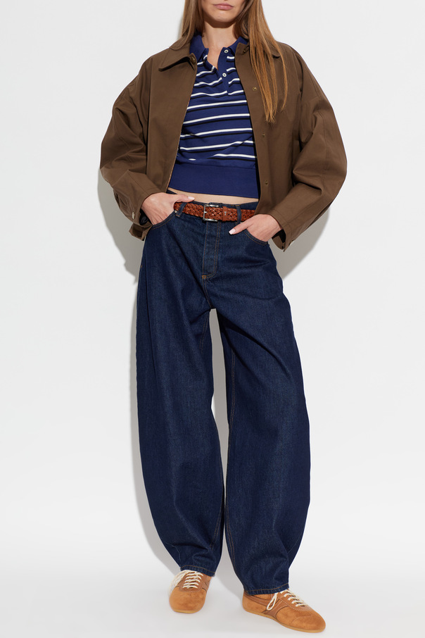 A.P.C. Polo Oceane’ feminina de algodão azul marinho da A.P.C. com riscas brancas e pretas