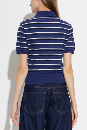 A.P.C. Polo Oceane’ feminina de algodão azul marinho da A.P.C. com riscas brancas e pretas