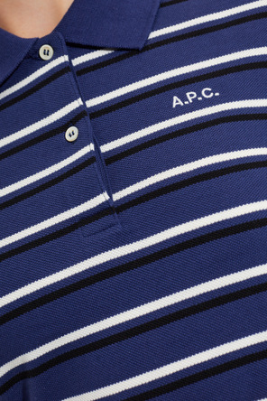 A.P.C. Polo Oceane’ feminina de algodão azul marinho da A.P.C. com riscas brancas e pretas