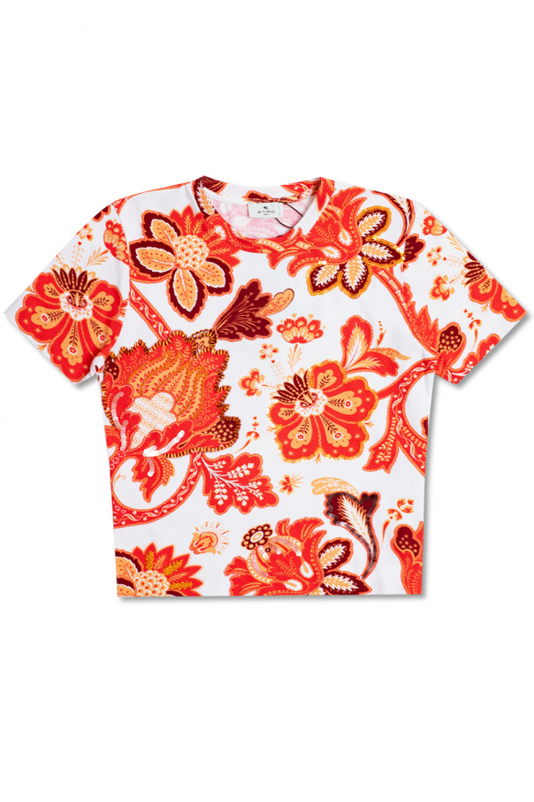 Etro Cropped T-shirt with floral motif