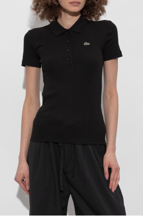 Lacoste Ribbed polo with logo patch