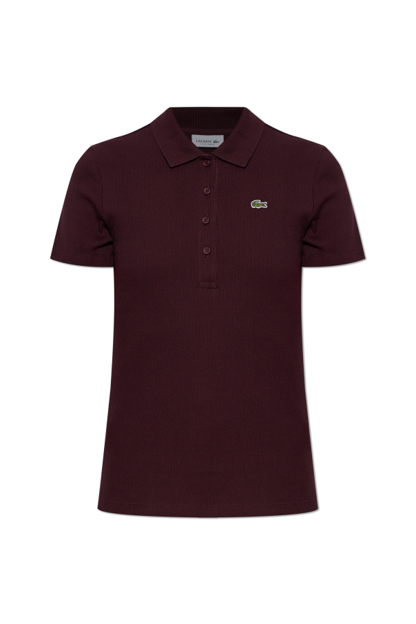 Ribbed polo shirt with logo patch od Lacoste