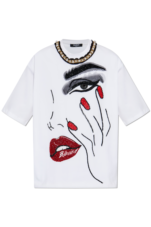 Balmain T-Shirt mit Applikation