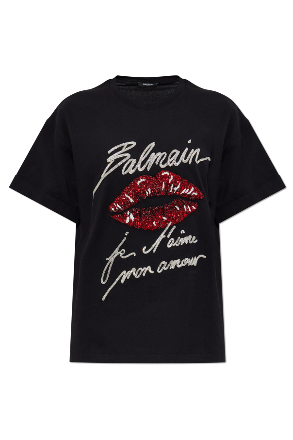 Balmain T-shirt with shimmering appliqués