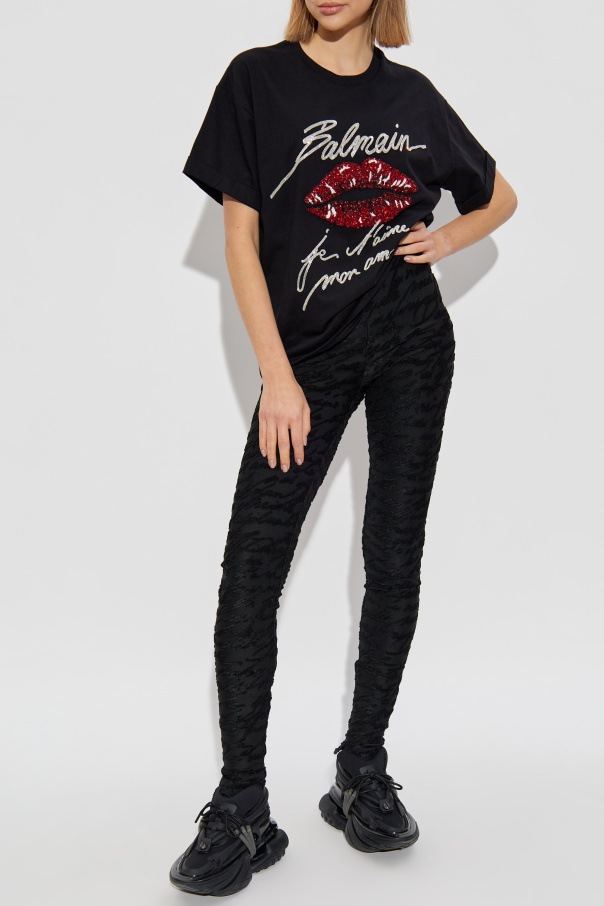 Balmain T-shirt with shimmering appliqués