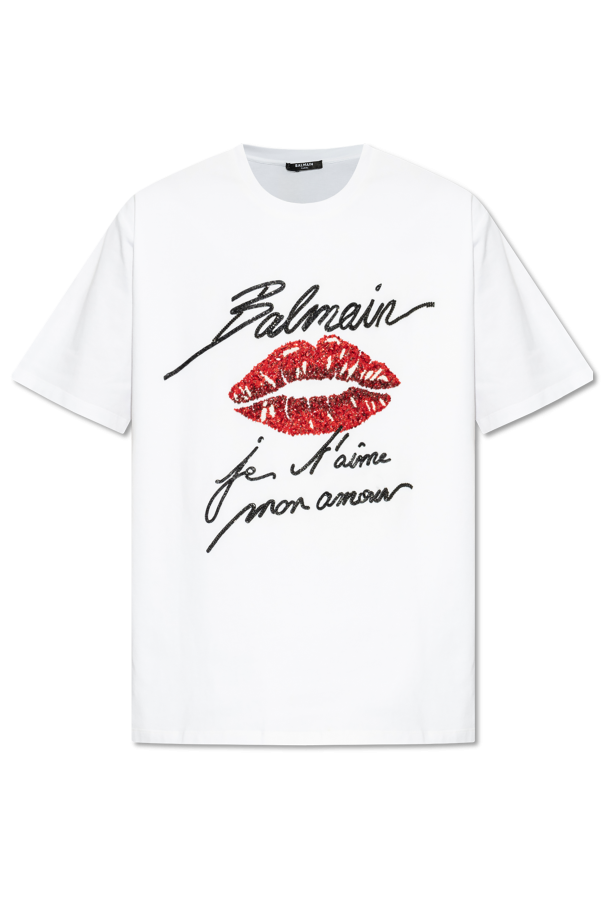 T-shirt with shimmering appliqués, zdjęcie 1 T-shirt with shimmering appliqués od Balmain